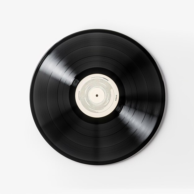 写真 白い背景のヴィニールレコード 録音音楽曲
