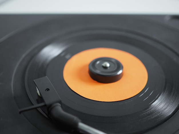 Vinyl record on turntable