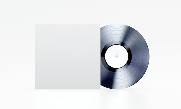 Photo vinyl record with cover frontal view mockup