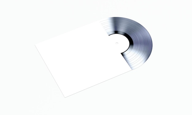 Photo vinyl record with cover upper view mockup