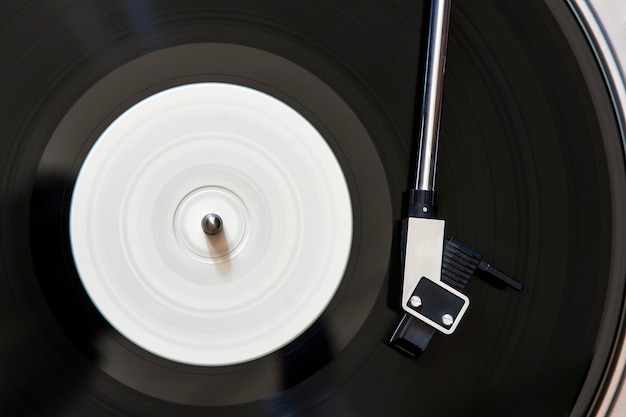 Photo vinyl turntable with spinning lp record