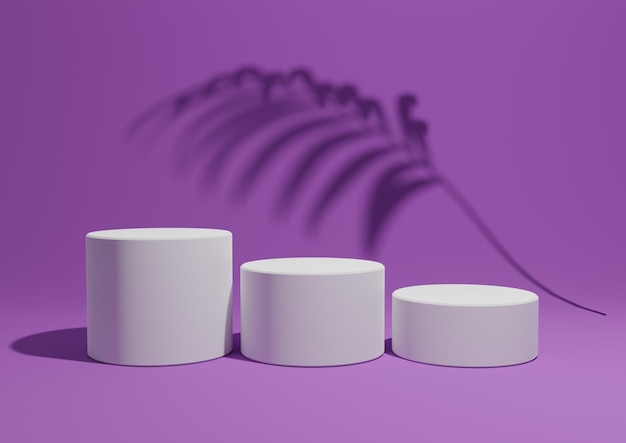 Фиолетовый 3D минимальная композиция дисплея продукта подиум стенд тень лист фон для природного продукта