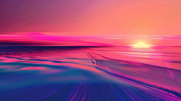 Violet afterglow paints the dusk sky over fluid water with a blurred horizon aig