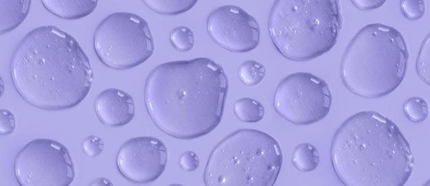 Foto dosi blu viola di siero o gel idratante di acido ialuronico modello di sfondo per cosmetici astratti