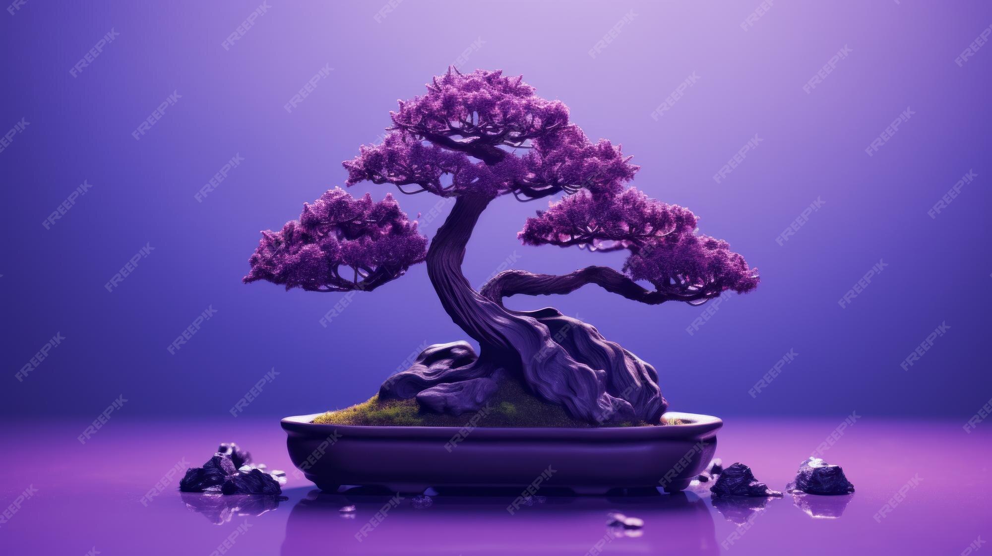 Premium Photo | Violet Bonsai Tree A Fusion Of Traditional Techniques 