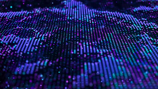 Violet computer technology background Big data visualization Technology landscape Futuristic illustration