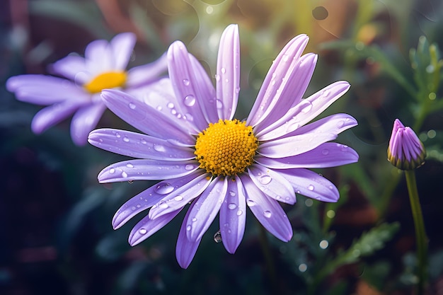 violet daisy paars aster bloem behang