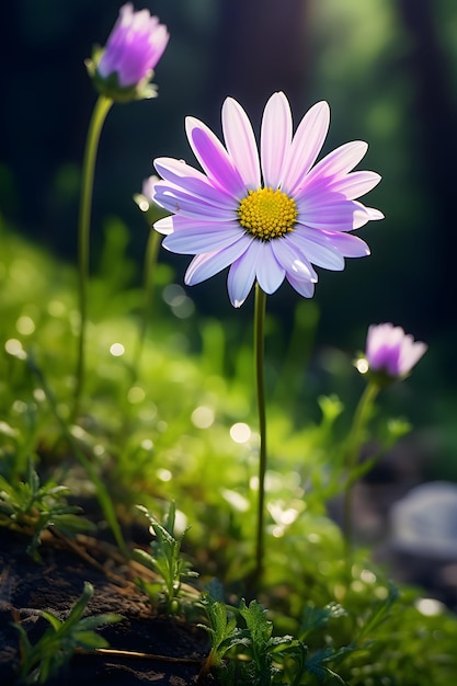 violet daisy paars aster bloem behang