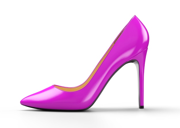 Violet damesschoenen op een witte achtergrond 3D-rendering illustratie