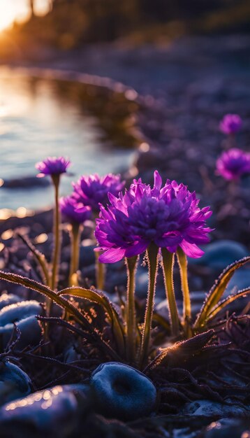 Violet Everlasting Along the Shore Wallpaper