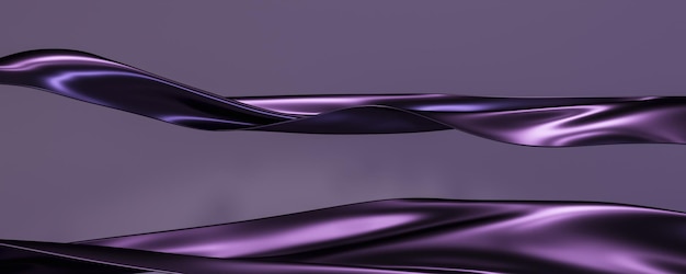 ブランディングと製品プレゼンテーションの 3 d レンダリング図の紫色の生地の飛行と表彰台の豪華な黒地