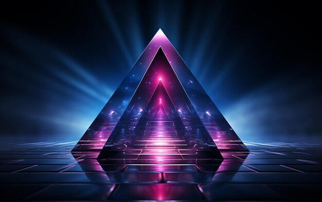 Photo violet geometry image of a triangle in purple color in the style of abstract art