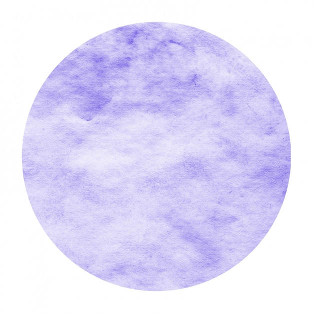 Violet hand drawn watercolor circular frame background texture with stains