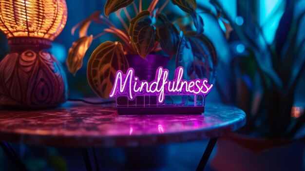 Foto poster d'arte concettuale di violet led mindfulness