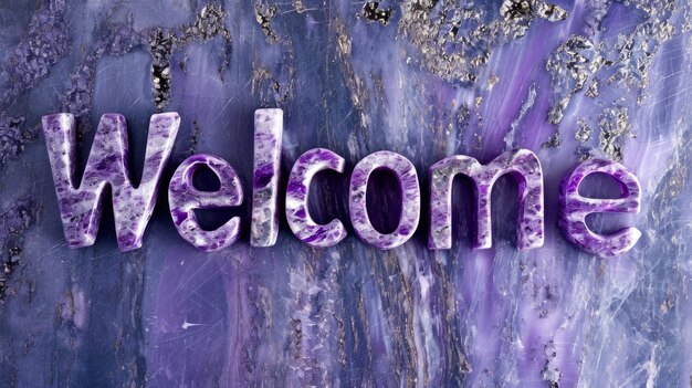 Violet Marble Welcome concept creative horizontal art poster