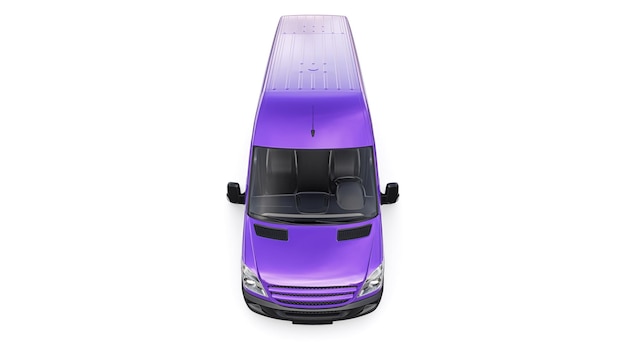 Violet middelgrote commerciële bestelwagen op een witte achtergrond een leeg lichaam voor het toepassen van uw ontwerpinscripties en logo's 3d illustratie