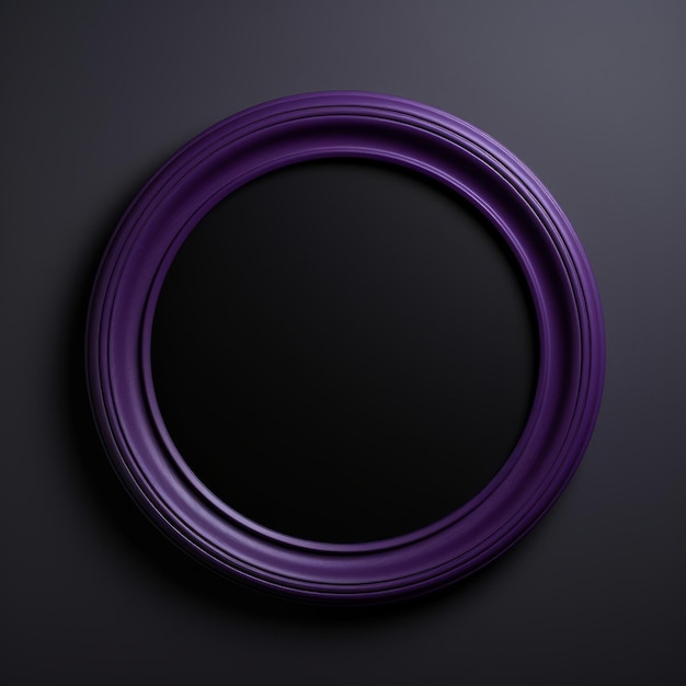 Photo violet minimalistic round picture frame minimalistic ring with realistic texture square digital illustration ai generated empty circle on black background