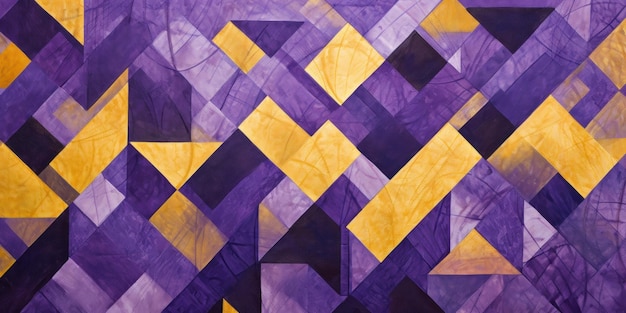 Photo violet and mustard zigzag geometric shapes in the style of victor pasmore subdued pointillism bold calligraphic marks puzzle ar 42 v 52 job id 3c1aca9f86794c61ac417aefaf5f6108