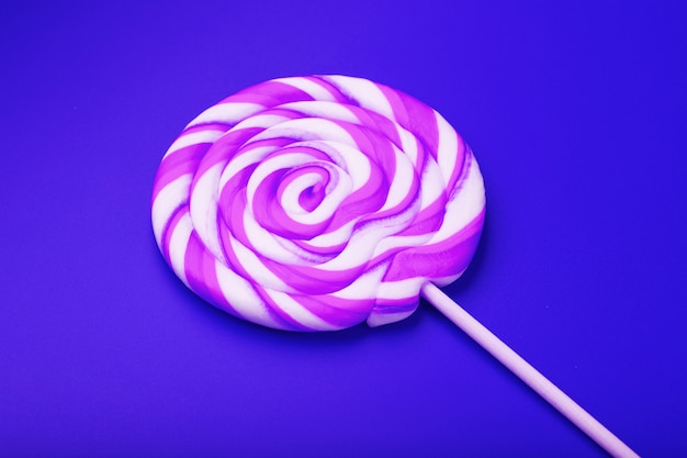 Violet round lollipop close-up