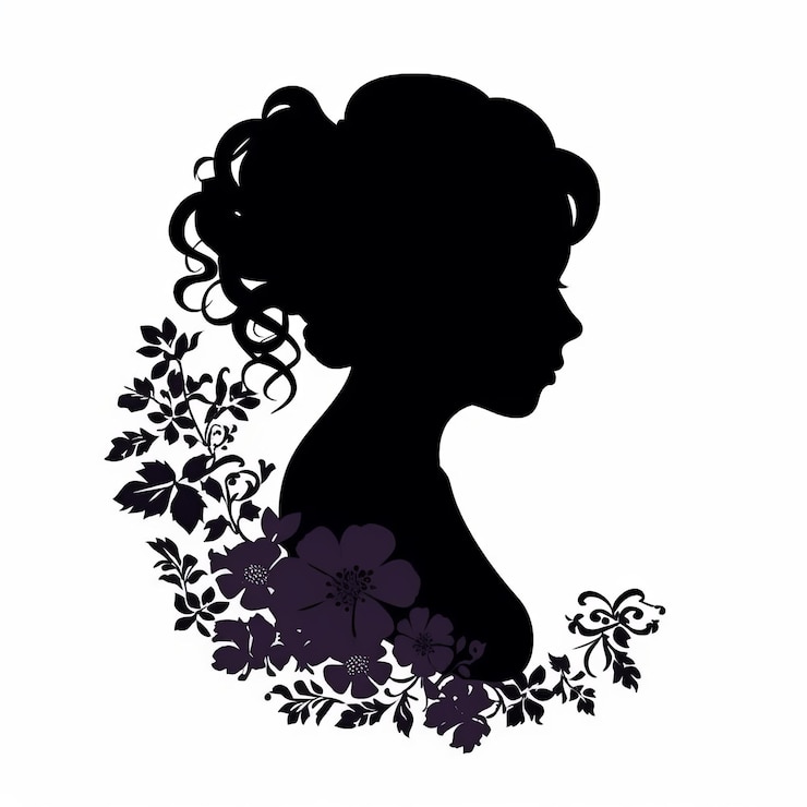 Photo violet silhouette vector in black and white