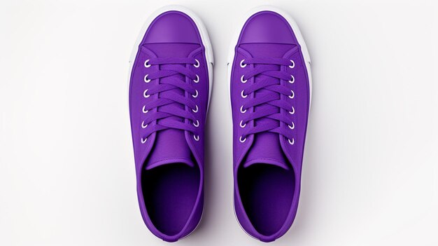 Violet Sneakers shoes isolated on white background with copy space for advertisement