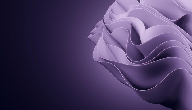 Foto tessuto a spirale viola sotto forma di petali di fiori sfondo per una presentazione aziendale c'è spazio libero per il rendering 3d del testo