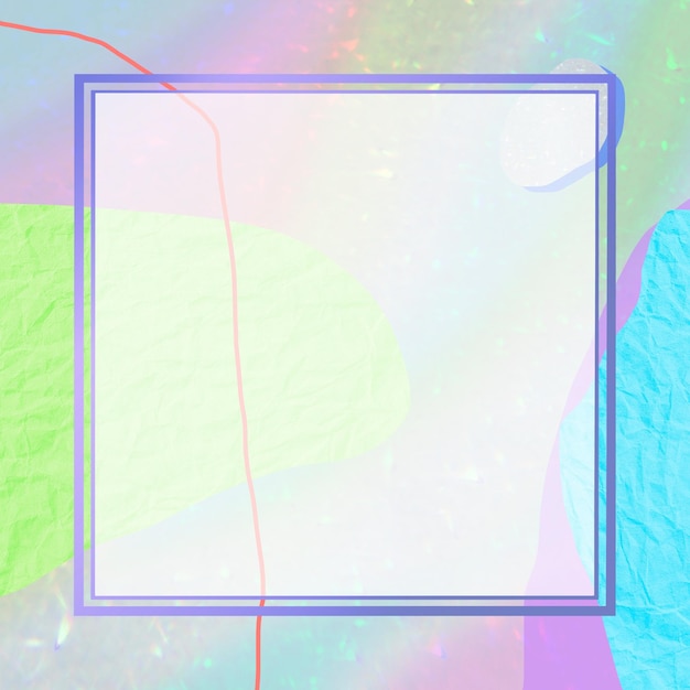 violet square frame png on pastel neon background
