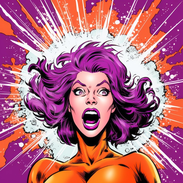 Violet Woman A Pop Art Comic Book Battle