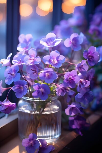 Violets in the window Generative AI