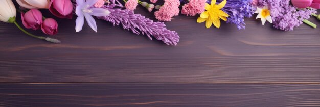 violette bloemen op houten achtergrond