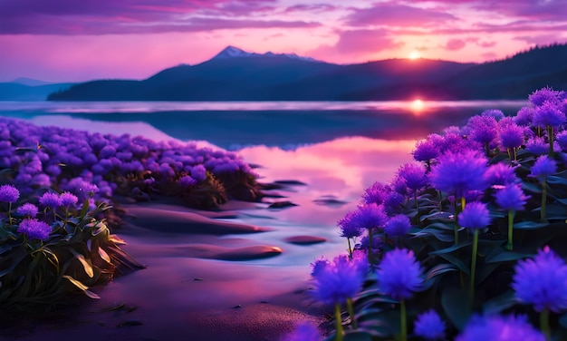Violette eeuwig langs de kust behang