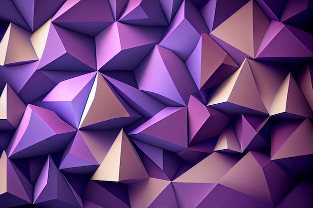 Violette mozaïek driehoekige achtergrond Papieren origami Generatieve AI illustratie