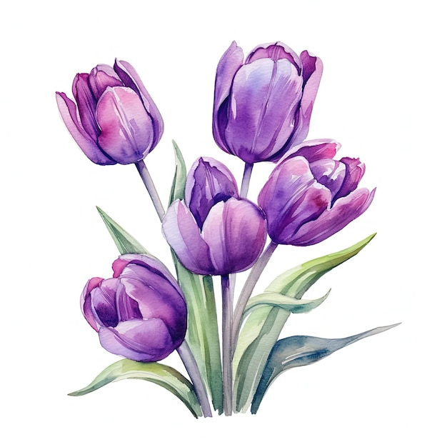 Violette waterverftulpen illustratie ai generatief