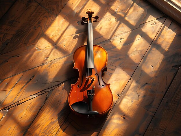 Violin als silhouet schaduw Cast van snaren en boog Houten F Creatieve foto van elegante achtergrond