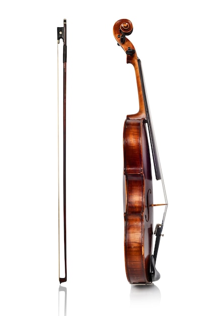 Violin and bow side view