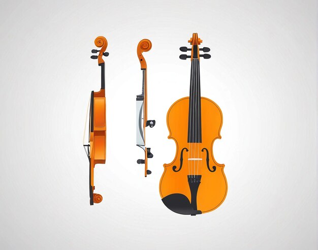 violin and bow on a white background