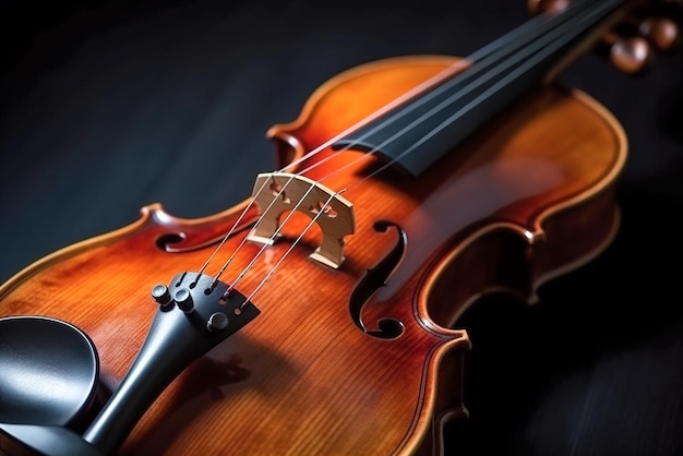 Violin on a dark background closeup musical instrument Generative AI