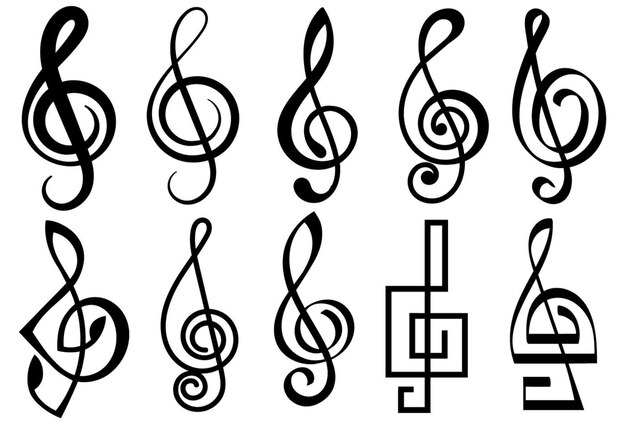 Photo violin key vector icons