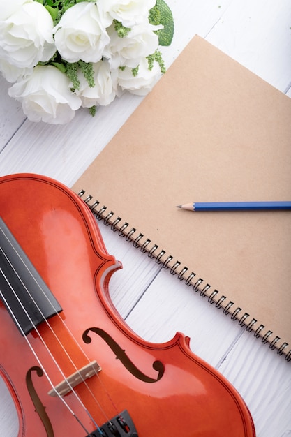 violin orchestra instrumental and notebook