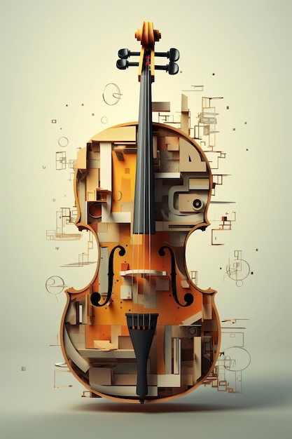 A violin that is sitting on top of a table generative ai image