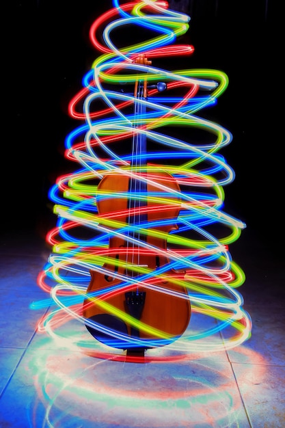 Photo violin with light painting