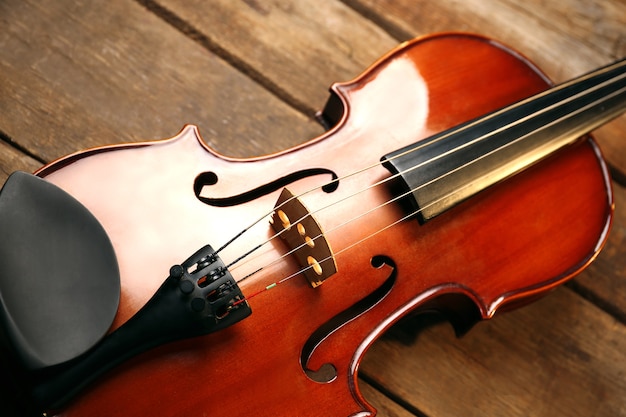Скрипка на деревянных фоне