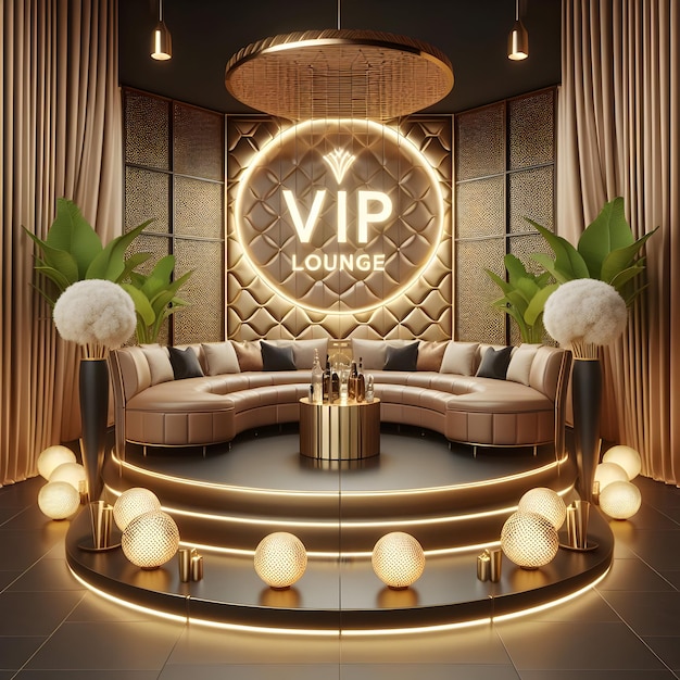 Photo a vip lounge area with plush seating and bottle service at the nightclub isolated on a plain luxuri