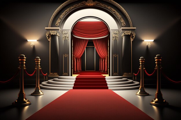 VIP-роскошный вход с красной ковровой дорожкой