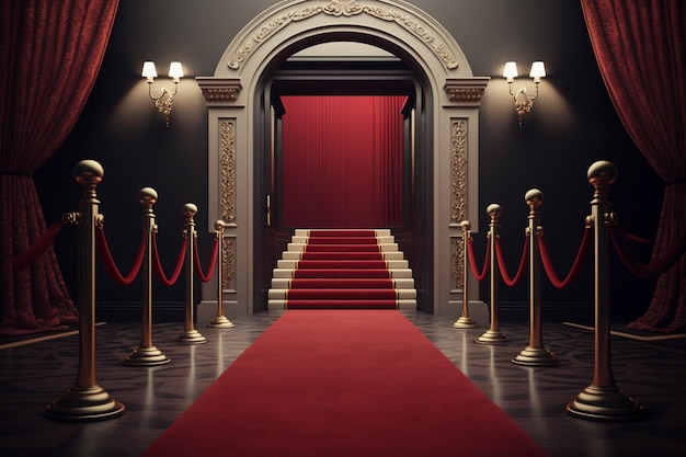 VIP-роскошный вход с красной ковровой дорожкой
