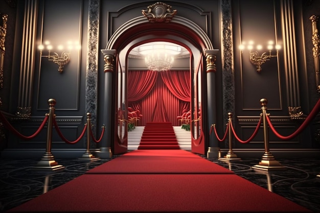 VIP luxury entrance with red carpet generative ai