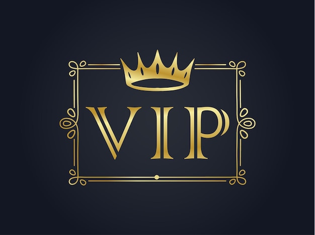 Photo vip member golden emblem vector illustration vip club label on black background