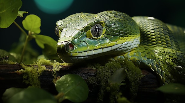 Viper's Feast Capturing a Snake's Meal in a Green Jungle Setting