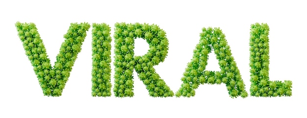 Viral word made from green bacteria cell molecule font Health and wellbeing 3D Rendering