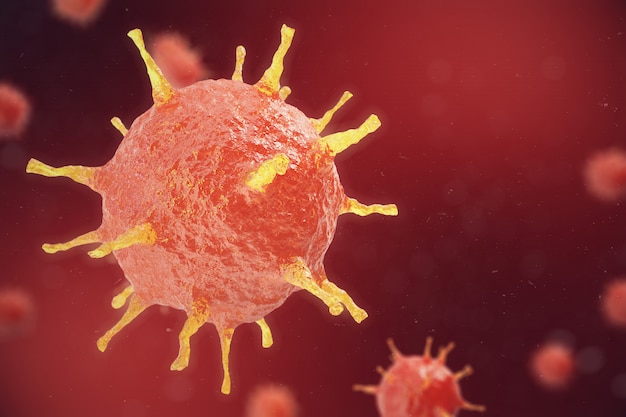 Virale hepatitis-infectie die chronische leverziekte veroorzaakt, hepatitis-virussen. 3D-afbeelding